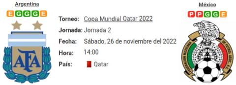 Resultado Argentina 2 - 0 México 26 de Noviembre Mundial Qatar 2022