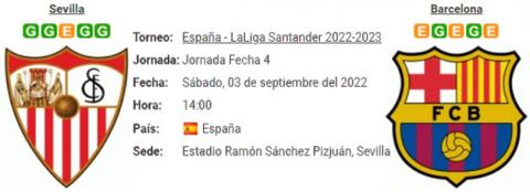 Resultado Sevilla 0 - 3 Barcelona 03 de Septiembre LaLiga Santander 2022